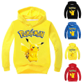 Miniatyrbillede 2 af 3: Tegneserie Pikachu langærmet hættetrøje til børn Pullover Jumper Toppe yellow 140cm