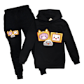 Miniatyrbild 1 av 3: Pojkar Flickor LANKYBOX Hoodies Träningsoveraller Toppar+Joggerbyxor Set black 140cm