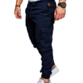 Pikkukuva 1 / 5: Miesten taskuhousut Rento joustavat string-muoti pitkät housut Navy Blue XL