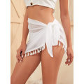 Miniatyrbilde 3 av 4: HAUFR Dame Sheer Beach Badetøy Cover Up Wrap Mini-skjørt White Tassel X-Large