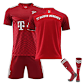 Miniatyrbillede 1 af 3: FC Bayern München Fodboldsæt til børn Fodboldtrøje Trænings-T-shirtdragt 21/22 - Lewandowski/Sane/Muller No Number Home 18 (100-110cm)