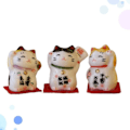 Miniatyrbild 4 av 4: Sommarrea Set med 3 Maneki Neko Vinkande Katt Japansk Lyckokatt Dekorativ Porslinsfigur