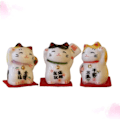 Miniatyrbild 3 av 4: Sommarrea Set med 3 Maneki Neko Vinkande Katt Japansk Lyckokatt Dekorativ Porslinsfigur