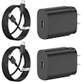 Miniatyrbillede 1 af 5: 2-pak - Til Samsung Galaxy S22, S21, Note 20 Hurtig Opladning, 25W USB C Vægoplader Super Hurtig Oplader Type C Blok & 1,8 m Android Telefon Opladerkabel til