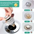 Miniatyrbilde 4 av 5: Krom Pop-Up Avløpskjerne Filterkurv Press Avløpsplugg Baderomsvask Servant 1 Stk