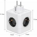Miniatyrbilde 2 av 5: EU kubevegguttaksadapter 4 uttak USB-A + Type-C med bryter hvit