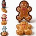 8-Design Jul Mini Pajform Set, Återanvändbara Präglade Bakformar med Tomte och Snögubbe Mini