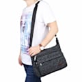 Miniatyrbild 3 av 5: Vattentät Messenger Axelväska Medium, Multifickor Canvas Crossbody-väska för Män och Kvinnor, Casual Herr Satchel Bag