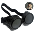 Miniatyrbilde 2 av 6: Steampunk-briller kostymetilbehør cyber viktoriansk sveising bright black