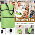 Miniatyrbillede 3 af 4: Galaxy 2 i 1 sammenklappelig totrins lynlås indkøbsvogn med hjul Shoppingtaske (sort) Sort
