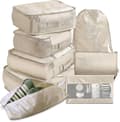 8-pack Organiseringsset för Resväska - Förvaringsväskor, Packningskuber, Presenter Beige