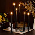 Miniatyrbillede 5 af 6: LED-lys Stabel Lys Sort, Flammeløse Lys, Batteridrevne Lys, LED Lange Lys til Bord Jul Fødselsdagsfest Bryllup