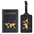 Miniatyrbilde 1 av 5: 2 stk. Passholder Bagasjelapp, Passholder og Sett for par Bryllupsfest Bryllupsreiser black