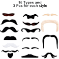 Miniatyrbild 2 av 7: Paket med 48 falska mustascher, självhäftande, för fester