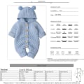 Miniatyrbild 5 av 6: Nyfödd Baby Öronhuva Stickad Romper Jumpsuit Varmare Snödräkt för Pojkar Flickor Ljusblå 80cm Light Blue