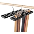 Miniatyrbillede 1 af 6: Bælteholder 10 slidser Slips Bælte Tørklæde Rack Organizer Robust Black