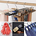 Miniatyrbillede 5 af 6: Bælteholder 10 slidser Slips Bælte Tørklæde Rack Organizer Robust Black