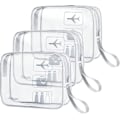 Miniatyrbild 1 av 5: Transparent Toalettsak, Resekit för Flygplan, Sminkväska i Vattentät PVC för Resor, Förvaringsväska för Flygresor, 3-pack