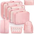 8-pack Organiseringsset för Resväska - Förvaringsväskor, Packningskuber, Presenter Pink