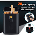 Miniatyrbillede 2 af 5: Sort - Bærbar holder til 20 cigaretter - med elektrisk lighter
