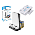 Miniatyrbillede 2 af 5: Ladestation til PS5, 2x Controllere med Blæser Sort