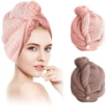 Miniatyrbilde 3 av 8: Turbanhåndkle, hårturban, håndklehår, håndkleduk, hode Pink+brown
