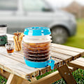 Miniatyrbild 3 av 5: Vattenbehållare: hopfällbar behållare, pip, stativ, 5,5 liter, blå/transparent (vikbar vattenbehållare)