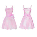Miniatyrbillede 1 af 2: Zara Barbie Kjole Stropløs Gingham Ternet Pink Midi Kjole XL heart-shaped