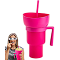Pikkukuva 5 / 5: Snack- ja juomakuppi 2-in-1, Stadium Tumbler, Snackikulho lusikkakupilla, uudelleenkäytettävä Snack ja Pink