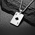 Miniatyrbillede 2 af 4: Held og lykke Spar Es Vedhæng Es Poker Kort Smykker Rustfrit stål Cool Punk Es Hjerter Charm Halskæde