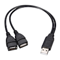 Pikkukuva 1 / 11: 1* USB 2.0 A uros - 2 kaksois naaras Jack Y-jakaja Hub Virta