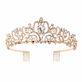 Miniatyrbillede 1 af 5: Guld Krystal Tiara Krone Pandebånd Prinsesse Elegant Krone, 02 Guld