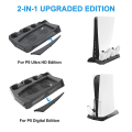 Miniatyrbilde 3 av 5: Vertikalt stativ med kjølevifte for PS5-konsoll og Playstation