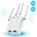WiFi-förstärkare 1200 Mbps med 2 Ethernet-portar, täcker upp till 100 m, kompatibel med alla internetboxar