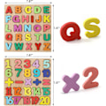 Miniatyrbild 2 av 5: Wooden Puzzles for Kids - 20-Piece Numbers & 26-Piece ABC Alphabet