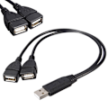 Pikkukuva 8 / 11: 1* USB 2.0 A uros - 2 kaksois naaras Jack Y-jakaja Hub Virta