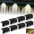 Miniatyrbild 1 av 5: 8-pack solbelysning för terrassen, LED-stegljus Vattentät solcellslampa utomhusbelysning för trappor, däck, uteplats, gård, väg, (svart-kall vit)