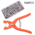 Miniatyrbilde 1 av 6: Metall Trykknapper Festetang Verktøysett Klospenn Sy 100pcs set