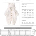 Pikkukuva 6 / 7: Vastasyntyneen vauvan korvahupullinen neulottu romper-haalari lämpimämpi lumipuku pojille tytöille 80cm Beige