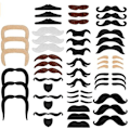 Miniatyrbild 3 av 7: Paket med 48 falska mustascher, självhäftande, för fester