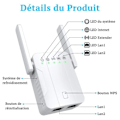 Miniatyrbilde 3 av 4: WiFi Repeater Forsterker Extender AP 1200 Mbps 2 Ethernet-port, dekker opptil 100 m, Kompatibel med alle internettbokser