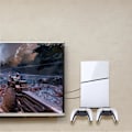 Miniatyrbild 4 av 5: Väggfäste för PS5 Slim med Dubbelkontrollhållare, Metallväggfäste Bas Hållare Organiseringsförvaring Hängare för PS5 Slim