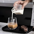 Miniatyrbillede 4 af 5: 350 ml mælkekartong flødekande, firkantet varmebestandig mini mælkeglaskop flødekande mælkekasse til mælk, kaffe, vand, juice, drikkevarer