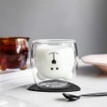 Miniatyrbillede 2 af 5: Søde krus Bjørn Te Kaffekop Mælk Par Dobbeltvæggede glaskrus
