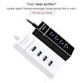Pikkukuva 3 / 4: USB 3.0 -porttien Hub-jakaja-sovitin-kaapeli Tietokoneen USB-jakaja Valkoinen