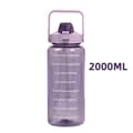 2 liters vattenflaska med sugrör Stor portabel sportvattenkopp Purple