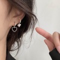 Miniatyrbild 1 av 5: Sweet Heart Crystal Silver Hoop Örhängen Charms Stud Örhängen C