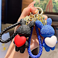 Miniatyrbild 5 av 8: Peach Heart Woven Love Key Cha. Par Skolväska Bilnyckel Cha A3