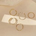 Miniatyrbild 1 av 7: 5PCS n Style Simple Pearl Finger Ring Set Öppning Justerbar R Gold