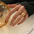 Miniatyrbild 1 av 8: 8 st Bohemian Creative Retro Simple Cross Twist Ring Set Jewelr 01
